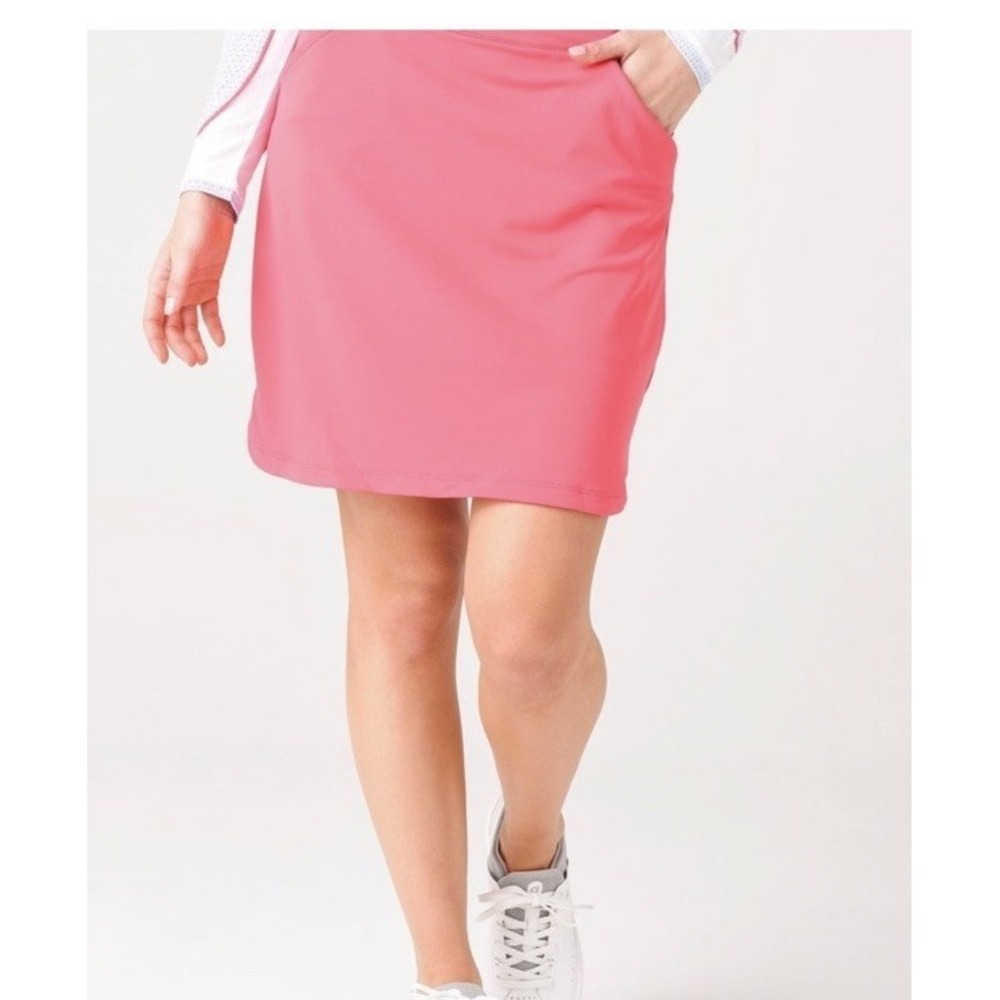 PETER MILLAR Alice Petal Skort Skirt PINK 18" LArge L UPF 50+ golf tennis pickle